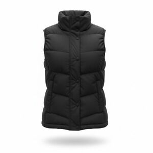 LLBean Black Down Puffer Vest Quilted Full Zip Women's Lightweight Size S